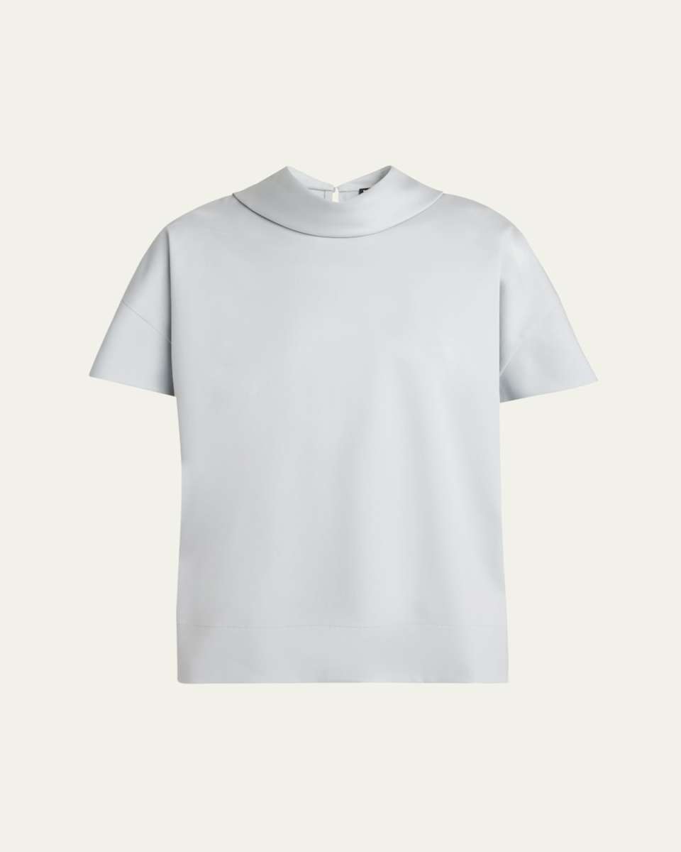Mock-Neck Wool Silk Top